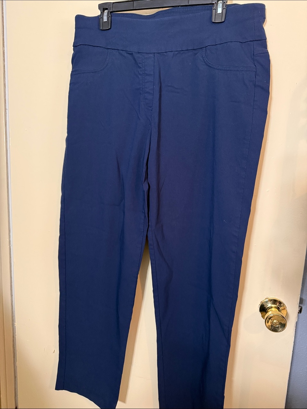 Ruby Rd. Navy Straight-Leg Pull-On Pants